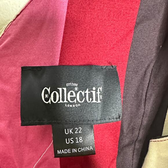 COLLECTIF Frances Bubble Gum Stripe Swing Midi Dress Sz 18 {3W47} - Picture 5 of 5